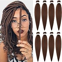 Vista 47 de Cabello trenzado preestirado de 30 pulgadas, 8 paquetes de extensiones de cabello profesional sintético trenzado de ganchillo suave textura Yaki