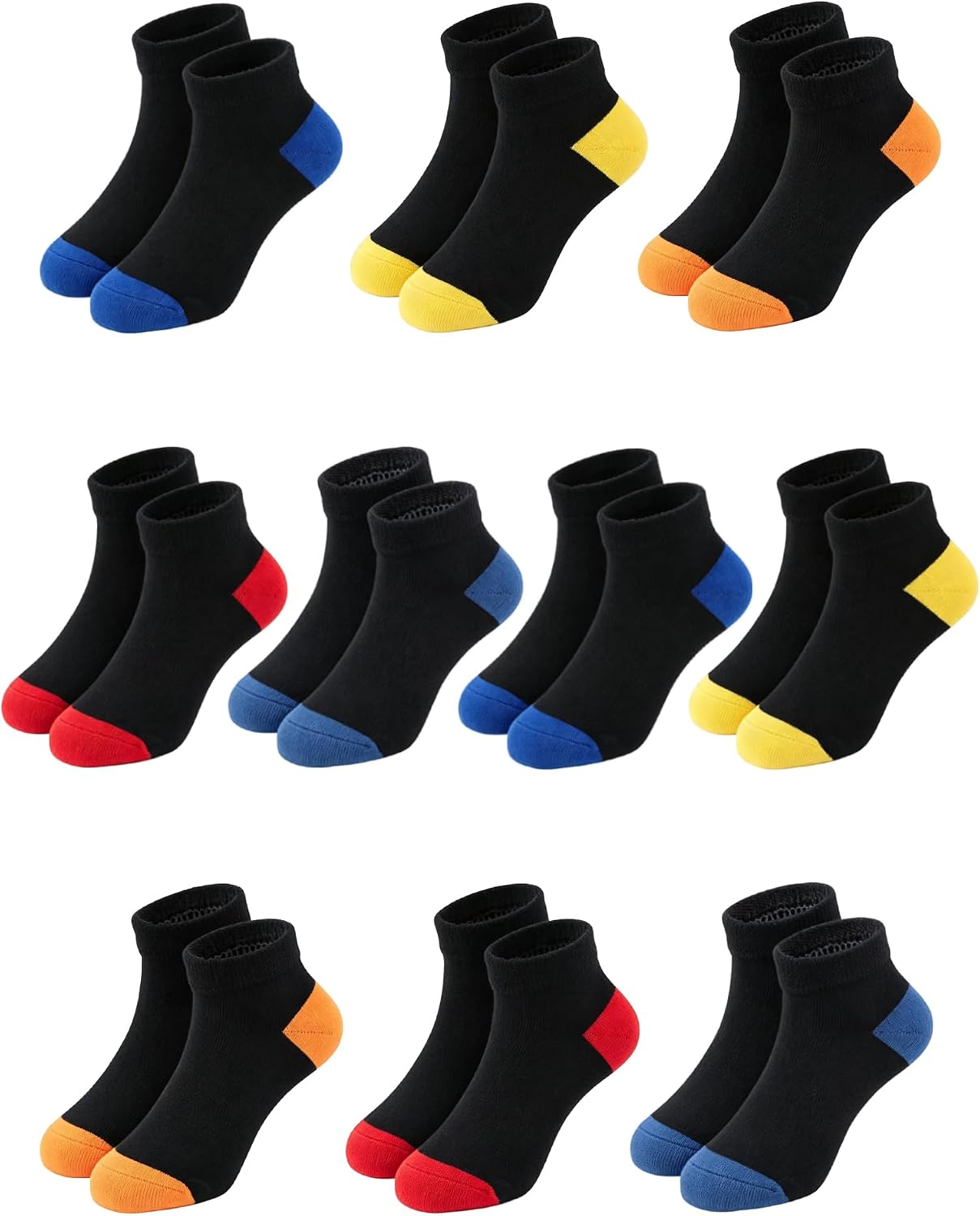 Unisex Kids Ankle Socks,Seamless Low Cut Sport & Everyday Socks for Boys Girls,Soft Breathable Cotton,10 Pairs