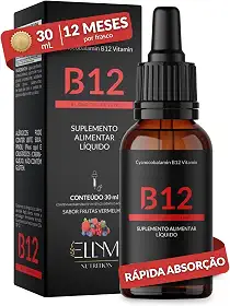 Vitamina B12 Sublingual em Gotas ELLYM NUTRITION Sabor Frutas Vermelhas Auxilia no Funcionamento do Sistema Imune e Metabolismo Energético (30 mL)