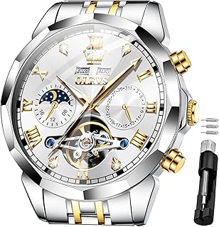 OLEVS Uhren für Herren, automatisch, mechanisch, luxuriös, großes Zifferblatt, selbstaufziehend, Tourbillon, Skelett, leuchtende Armbanduhren
