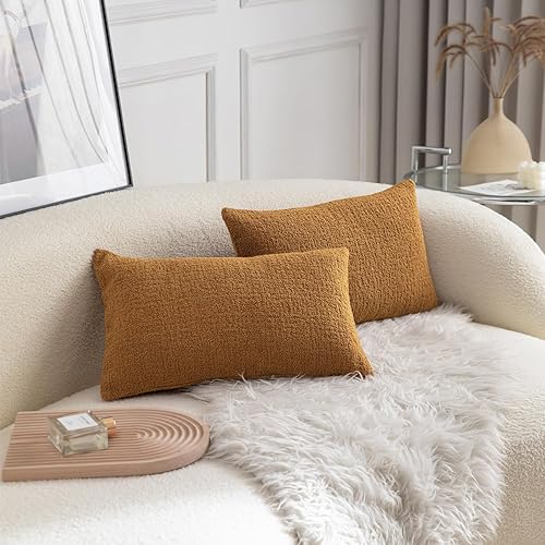 Miniatura 2 de Rythome Fundas de almohada Ochre cómodas con textura similar a un peluche para cama y sofá, 18 x 18 pulgadas, paquete de 2