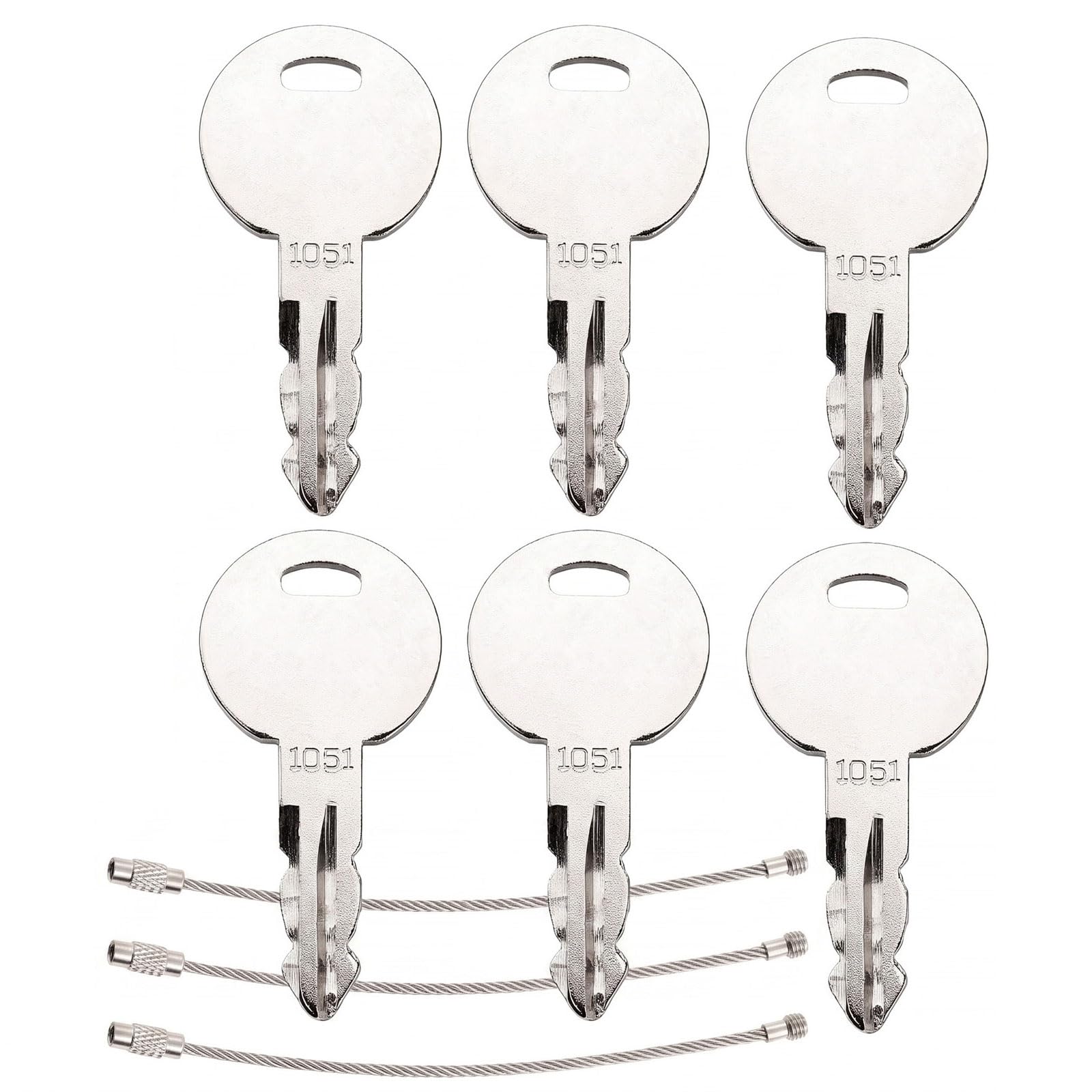 1051 Ignition Key,9 Pcs T104633 Compatible with Heavy Equipment Key with Keychain