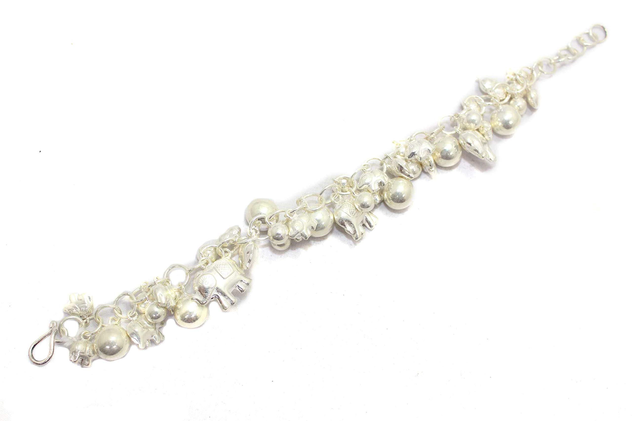 Rajasthan Gems Handmade women's charms Bracelet 925 Sterling Silver 42.5 Grams