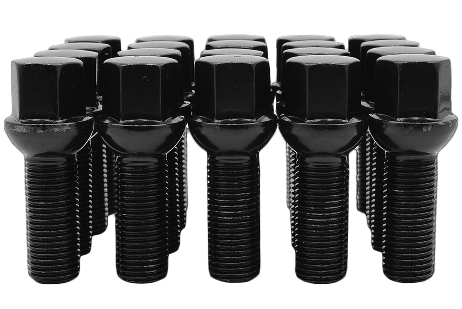 20 Pc 14x1.5 Black Ball Seat Lug Bolts 28mm Stock Factory Length Compatible with Mercedes Benz W211 W212 2003-2015 E320 E350 E500 E63 AMG
