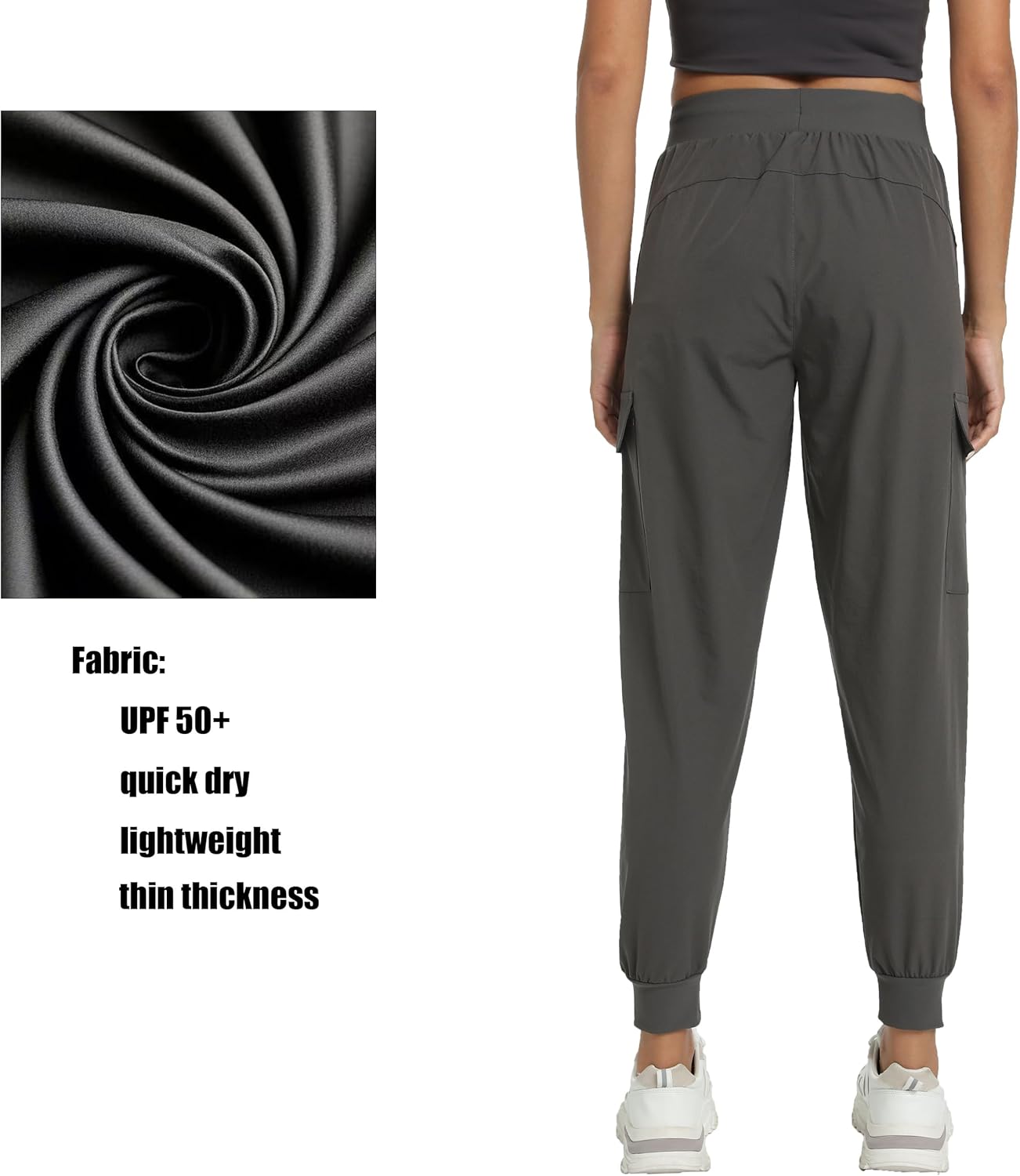 Women's Joggers with Pockets Lightweight - Water Resistant Cargo Athletic Pants for Hiking Running Camping Travel - Image 5