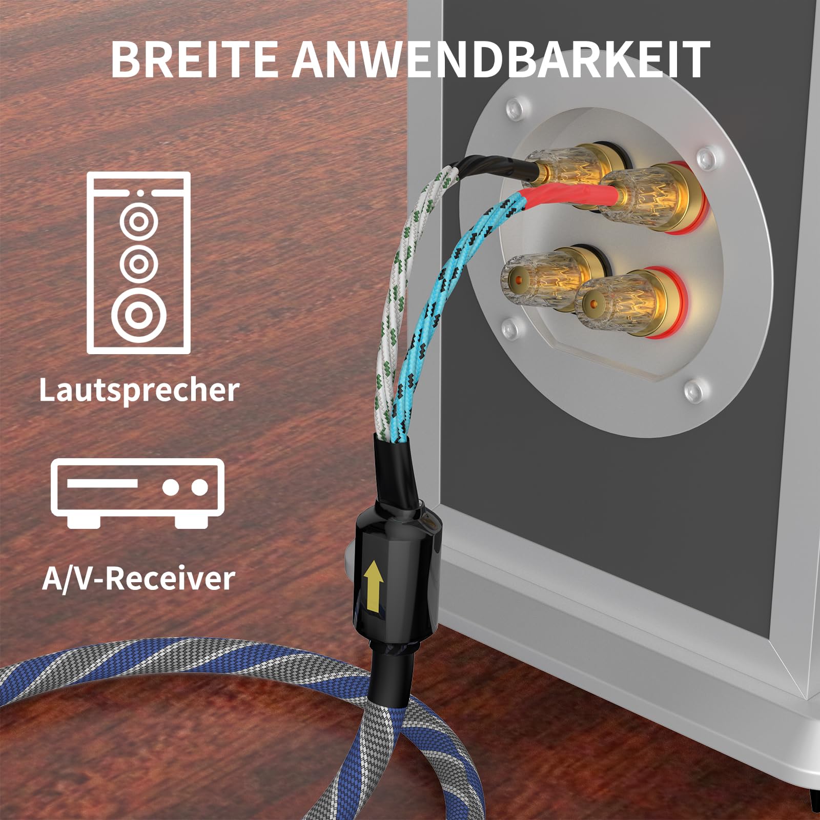 Cavo per altoparlante HiFI in rame privo di ossigeno, connettore a banana in ottone dorato, coppia 1,5 m