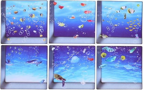 ULTNICE 3D Bathtub Stickers Non-Slip Waterproof Decals for Bathroom Tub and Wall Removable Bathtub Appliques Set of 6 for Safe Bath Time and Decorative Home