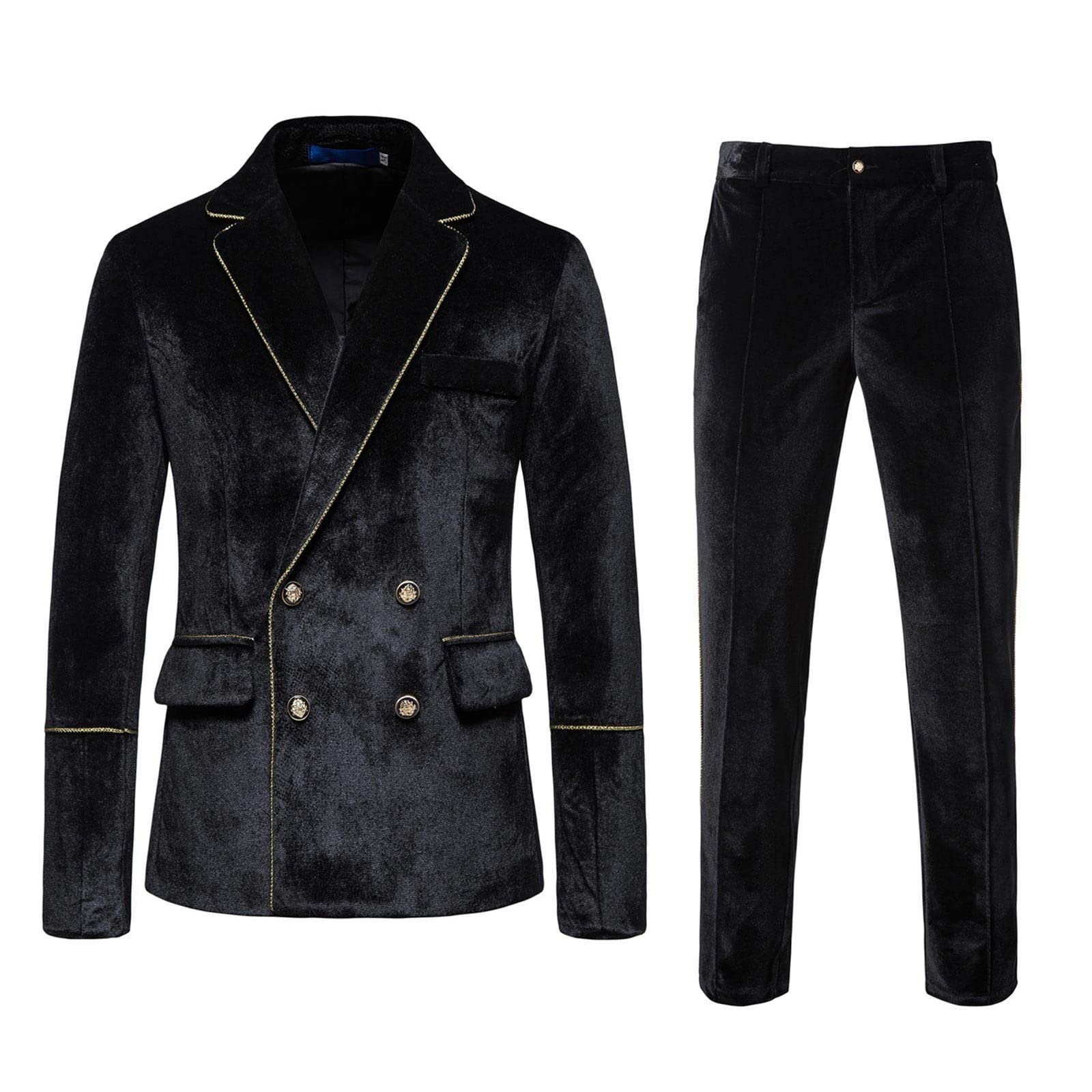 Traje de hombre de 2 piezas de terciopelo miel delgado cruzado color sólido vestido de noche traje de padrino de boda traje de otoño e invierno moderno formal elegante traje para boda fiesta