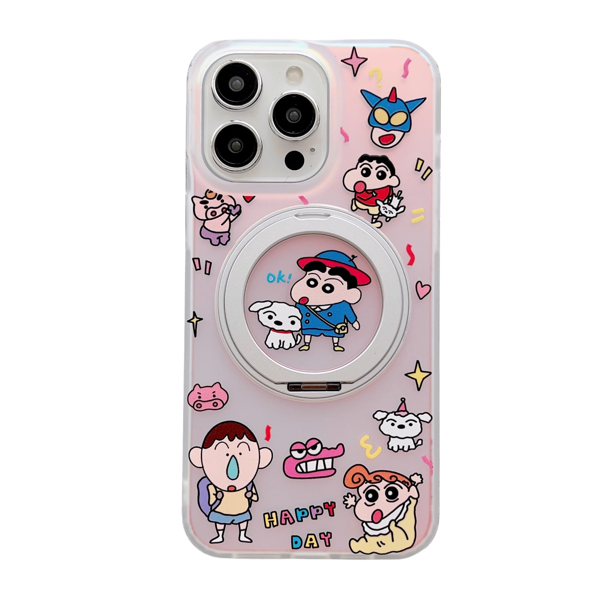 Compatible with Magsafe Laser Soft TPU Magnetic Case with 360 Kickstand for Apple Crayon Shin-chan Cartoon Anime Japanese Unisex Special Unique Cute