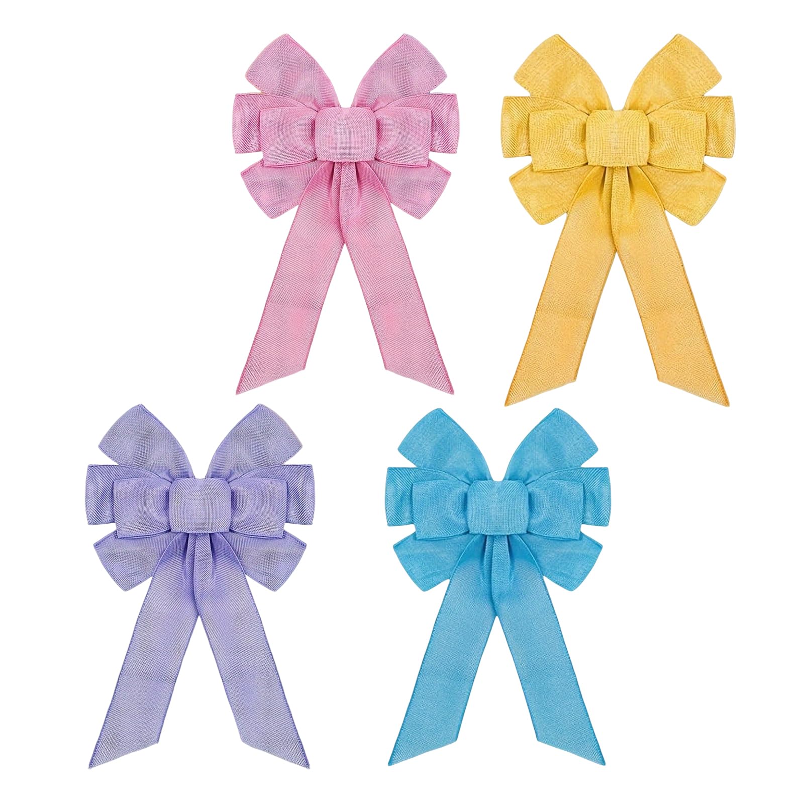 Hsyzygian Bows for Wreath, Spring Wreath Bows for Front Door Decorations, Spring Faux Burlap Ornament Tree Toppers Bowknot Decorative