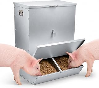3.7-bushel two-door galvanized steel hog feeder