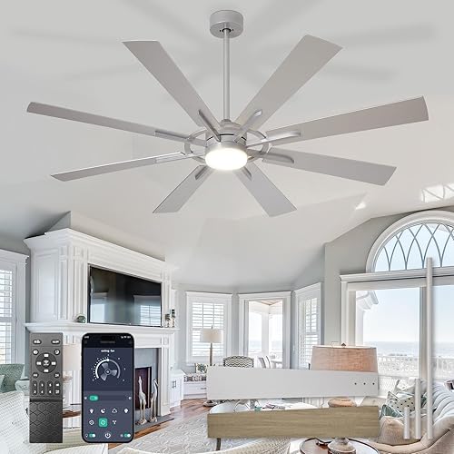 Miniatura 20 de Ventiladores de techo grandes con luces: moderno ventilador de techo para exteriores de 72 pulgadas y 8 aspas con control remoto de aplicación,