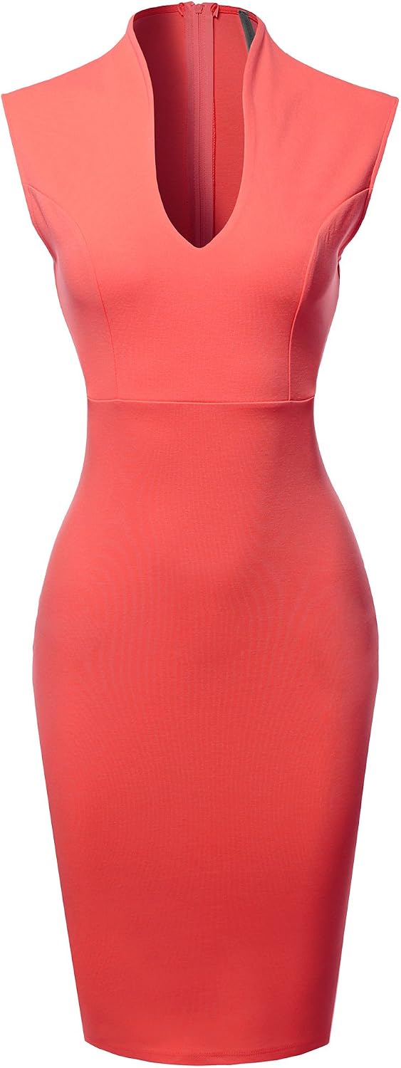 Made by Emma Women's Fitted Elegant Sleeveless Formal Cocktail Party Pencil Midi Dress