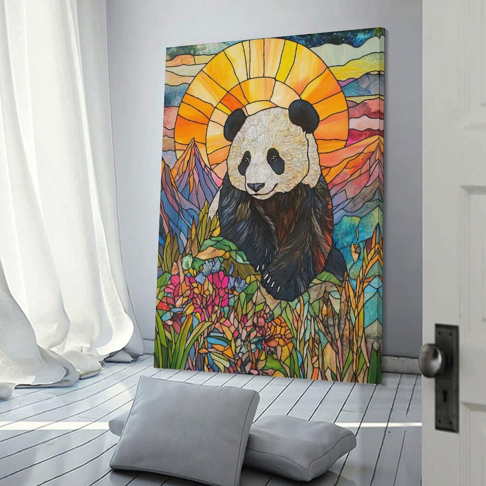 Junmoney Wall Picture Print Panda in Mountain Sunset, 12x18inch(30x45cm), for Apartments, Flats Or New Home Decor, A Simple Refresh for Blank Walls