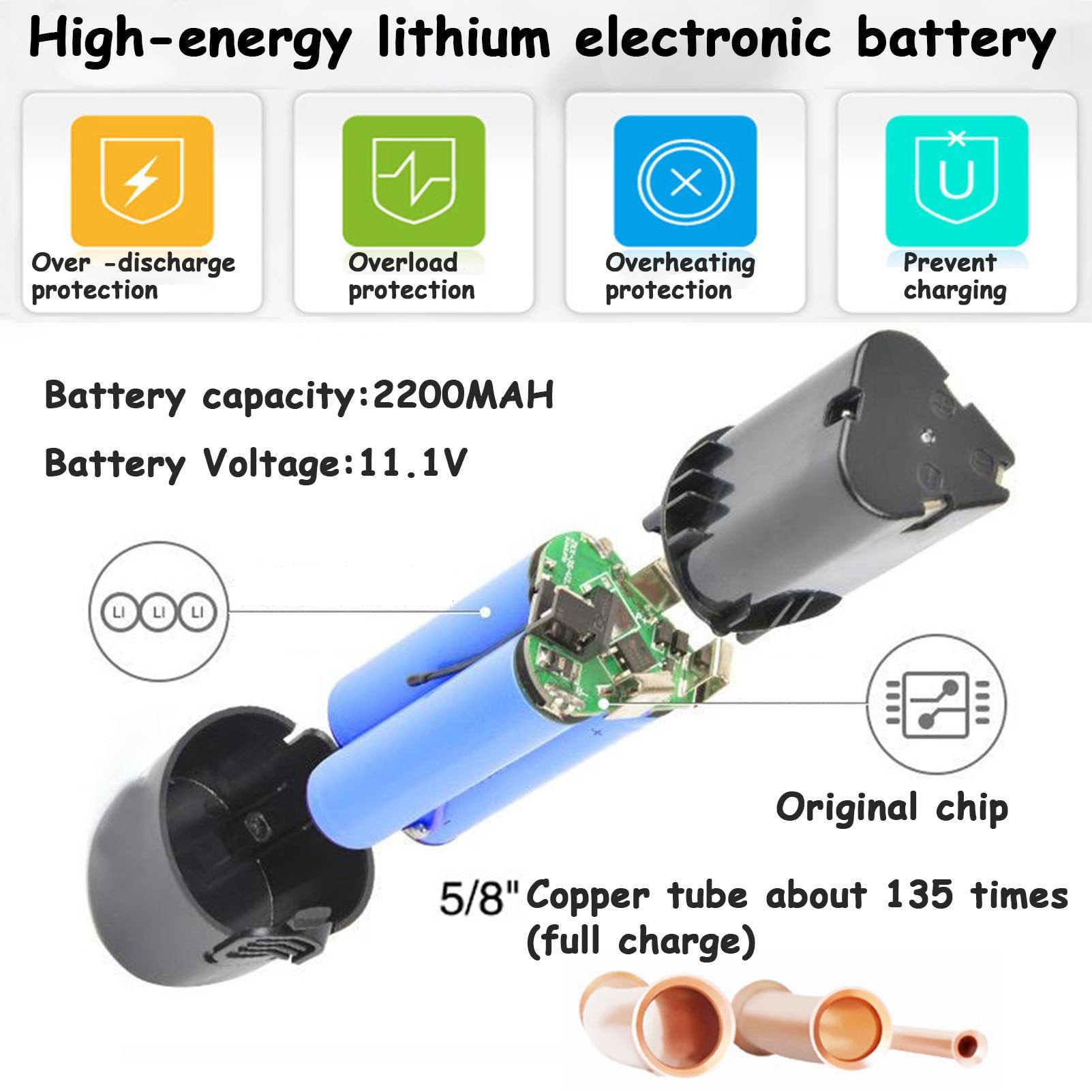 Herramienta portátil para abocardar Tubos de Cobre, Herramienta expansora de Tubos de Cobre con 8 Abrazaderas, batería de Litio de 2000 mAh e iluminación LED