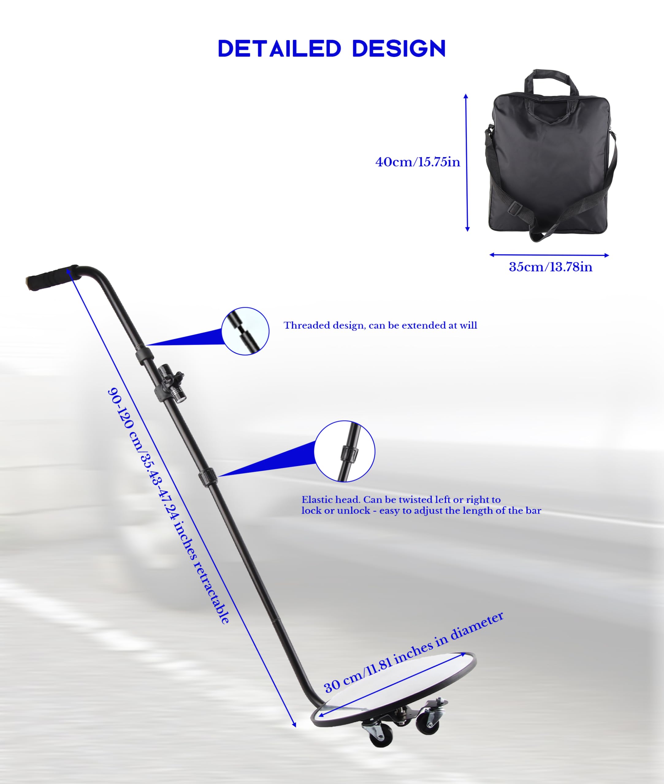Gugxiom Miroir D'inspection Sous Véhicule, 12 Pouces de Diamètre Sous Miroir de Voiture avec Joint Rabattable Avant et Arrière à 170°, Miroir Convexe avec Lampe de Poche LED 9