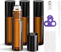 Vista 7 de ULG Paquete de 4/8 botellas de rodillo de aceite esencial de 0.3 fl oz, botellas vacías con bolas de rodillo de acero inoxidable y etiquetas