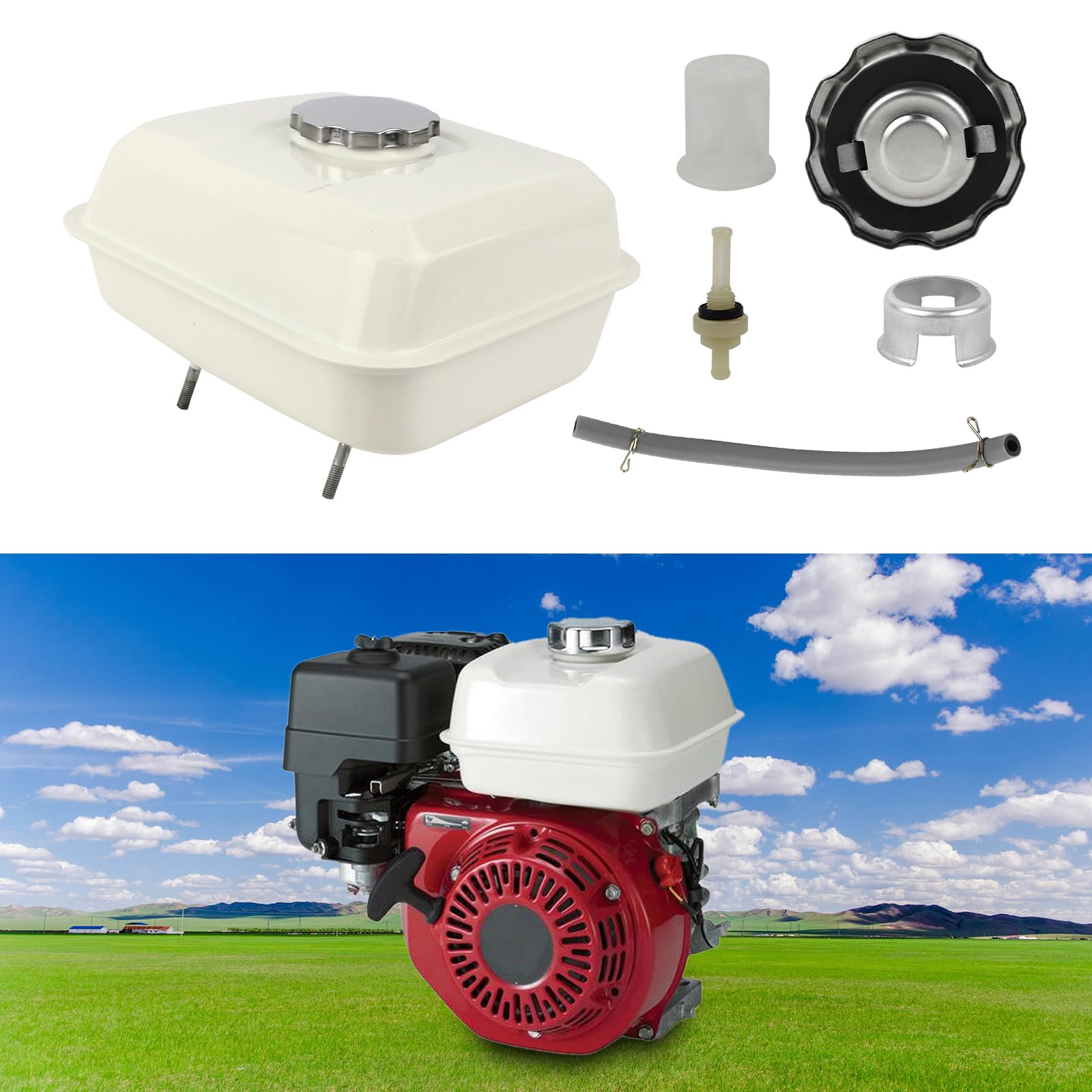 Wai Danie GX160 Tanque de Gas Combustible Compatible con Honda GX200 GX160 GX140 Motor Bomba de Agua Lavadora a Presión Harbor Freight 212 173 Motor Go Kart 163cc 196cc 208cc Reemplaza 17510-ZE1-020ZA