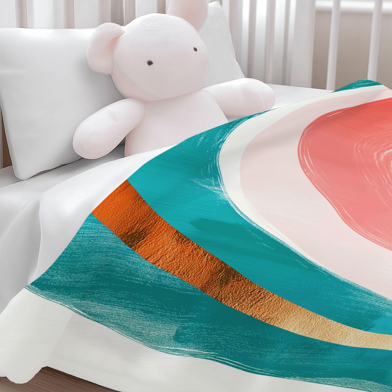 Manta de franela con líneas de arco iris bohemio 220 x 240 cm, manta de forro polar de microfibra polar para todas las estaciones para viajes, sofá para viajes, cama de sofá, niños adultos, color
