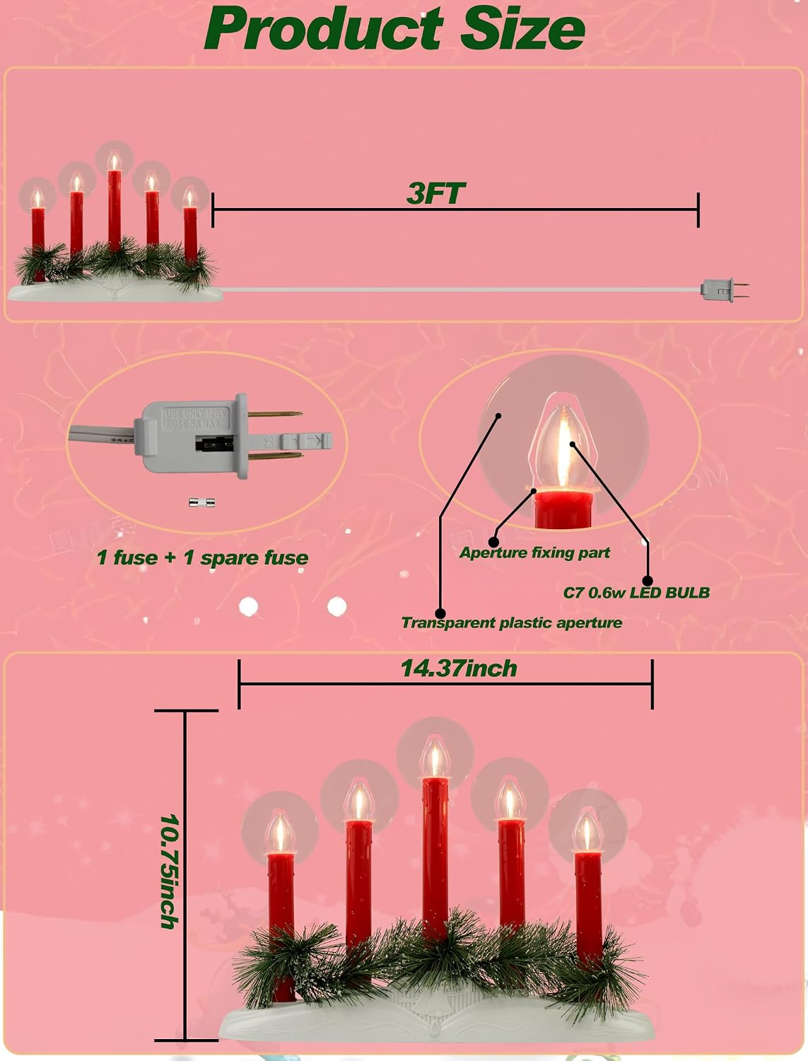 Christmas Window Candles, 5L Red Electric Candle Lights image 2