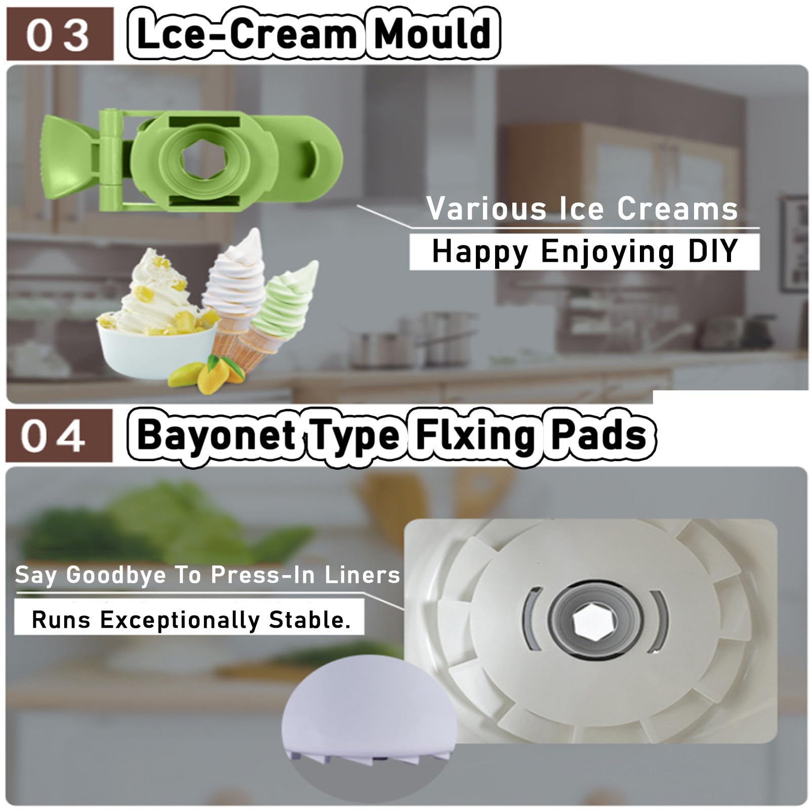 RayGenius Soft Serve Ice Cream Machine, Hogar DIY Cocina AutomáTica Mini Fruta Soft Serve Ice Cream Machine,Yogurt Makers， Saludable, Simple OperacióN De Un Solo Empuje.