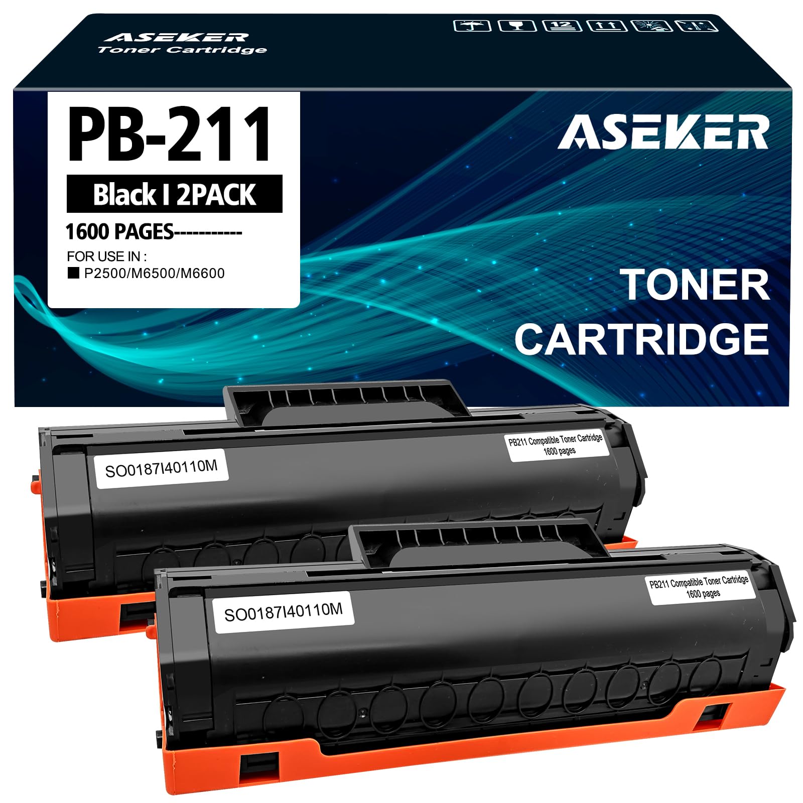 ASEKER Compatible PB-211 PB211 PB 211 PB-211EV PB 211EV Toner Cartridge 1600 Pages for P2500W P2502W P2207 M6550 M6500NW M6550NW M6600 M6600NW M6602NW