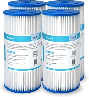 Membrane Solutions 5 Micron Pleated Water Filter Home 10"x4.5" Whole House Heavy Duty Sediment Replacement Cartridge Compatible with ECP10-1,ECP20-BB,R50-BBSA,FXHSC,CB1-SED10-BB (4 Pack)