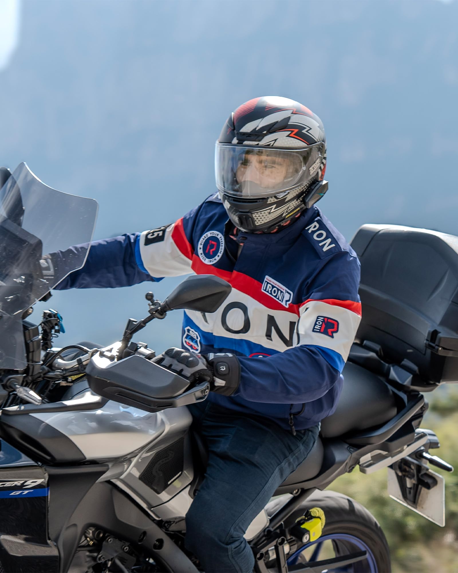 RIDEIRON Blouson Moto Homme avec Protections CE – Veste Moto Homologué 4 Saisons avec Doublure Amovible, Respirant et Résistant, Design avec Broderies et Grande Impression M-XXL
