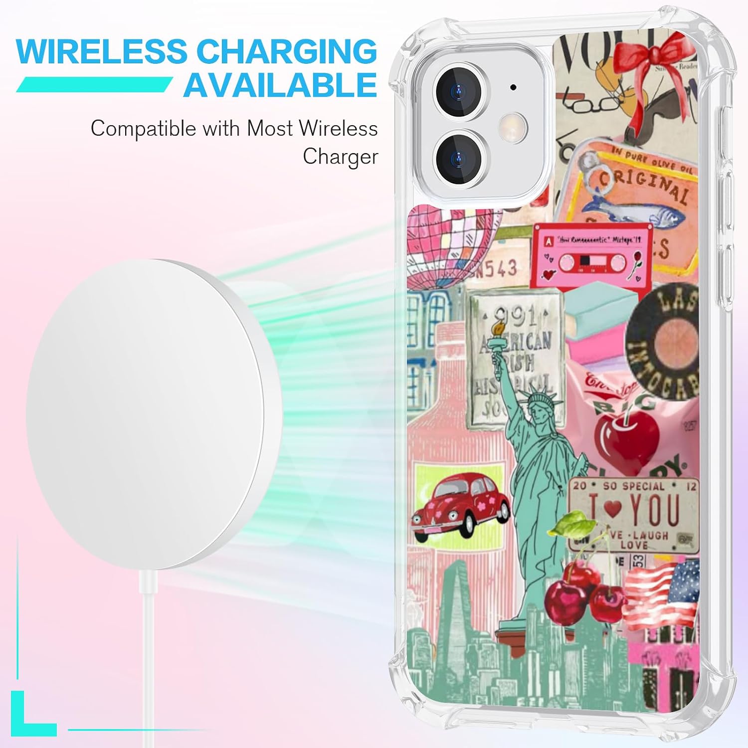 Compatible with for iPhone 15,New York Collage Lovely Phone Clear Case for Girl Women Boy Men,Scratch Resistant Shockproof Cover Phone Case for iPhone 15 image 3