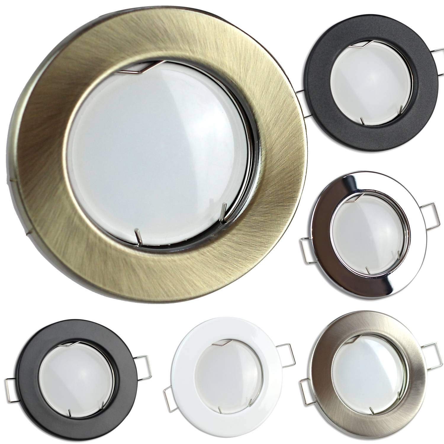 Downlight latón/oro LED redondo 5 vatios blanco frío 12V - Downlight MR16 60mm agujero de perforación - instalación - techos de spot - focos empotrados focos empotrados spot de techo