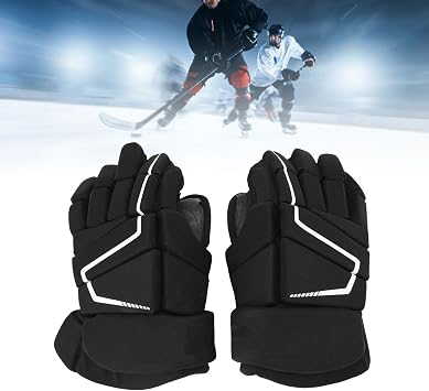 Luocute Hockey Gloves, Nylon Extra Padding Curved Thumb Enhanced Airflow Mesh Gussets, for Ice Roller Street Hockey Players