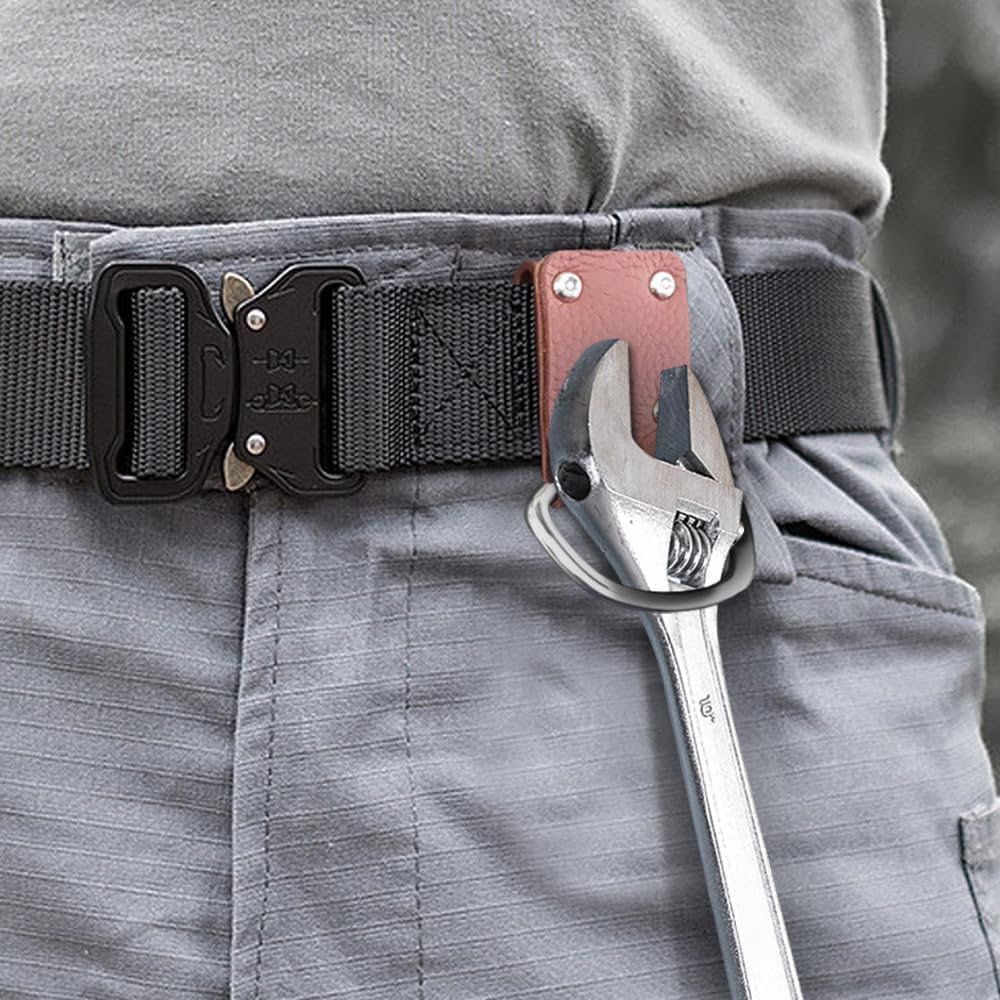 Hammer Holder Loop Tool Belt Tool Holder Hammer Seat Ring Tool Belt Genuine Leather Heavy Duty Steel Loop Hammer Holder