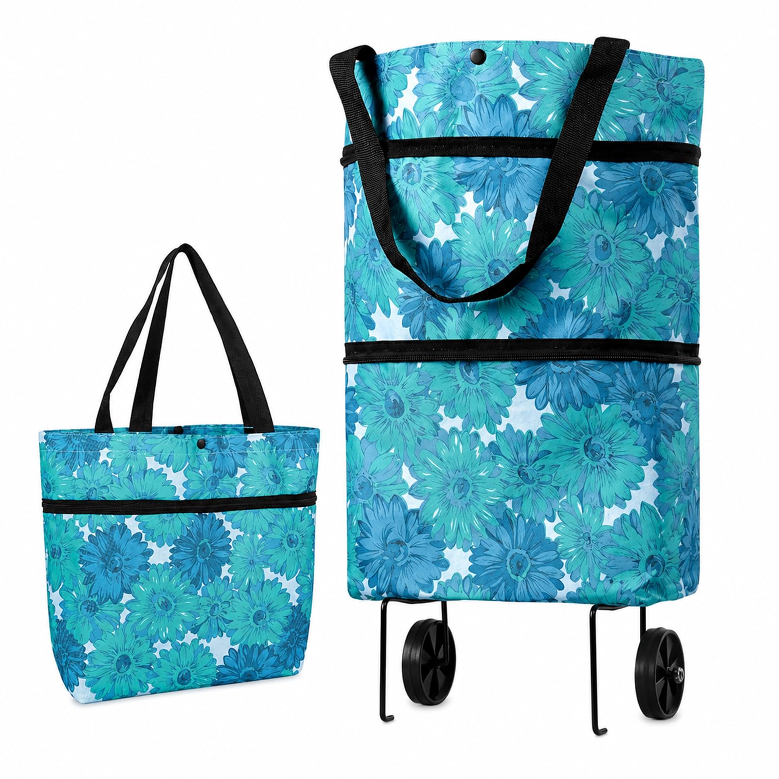 Foldable Shopping Trolley Bag, Large Capacity Shopping Bag with Wheels