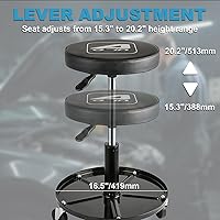 Vista 4 de Aain LT2A Asiento de rodillo mecánico resistente ajustable Asiento rodante ajustable con ruedas y bandeja de herramientas Negro