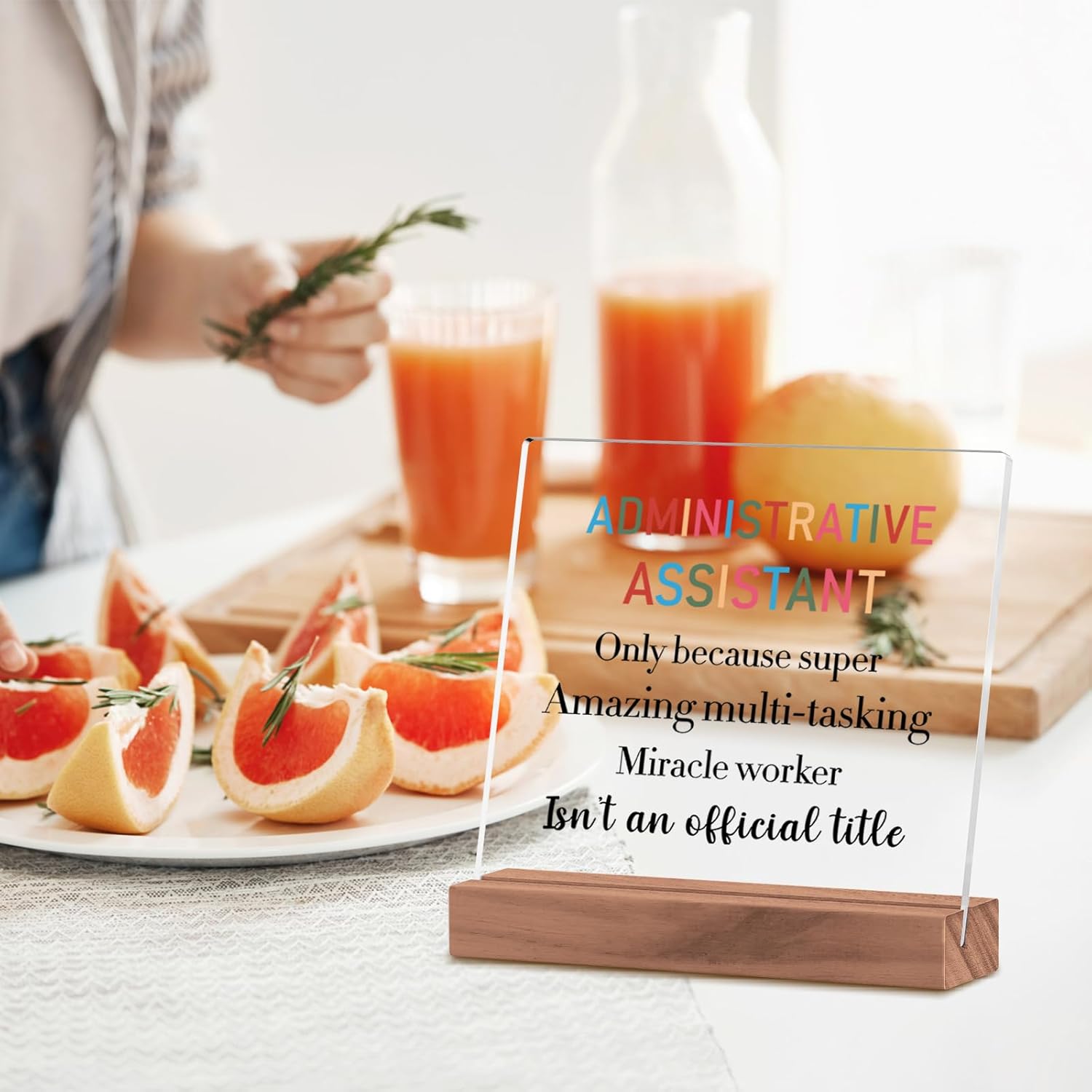 Administrative Assistant Gifts, Secretary Appreciation Gifts for Women, Clear Acrylic Sign with Wooden Stand for Secretary Desk Table Shelf Decoration Office - Image 6