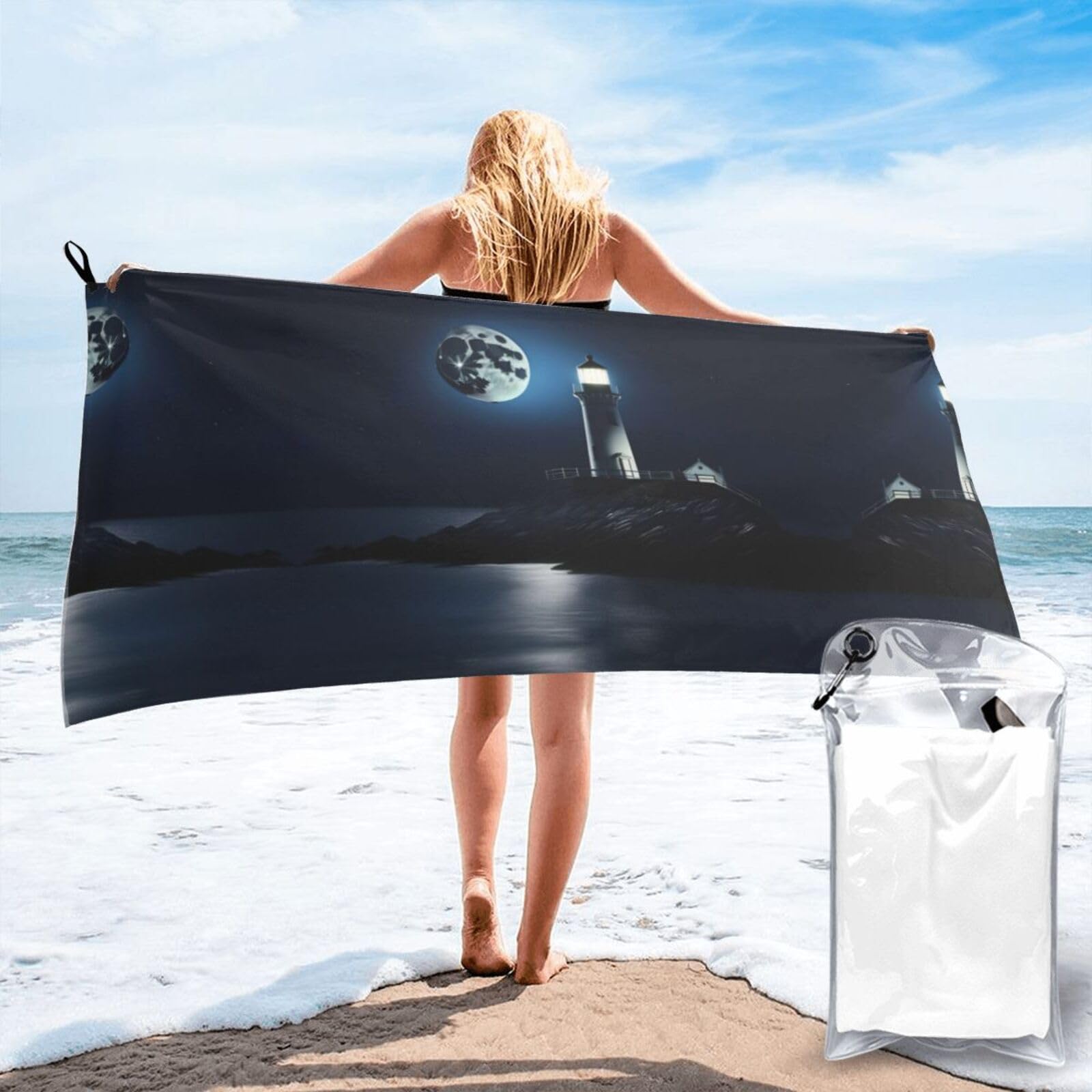 Toalla de playa Moonlight de secado rápido, el regalo perfecto para viajes y natación