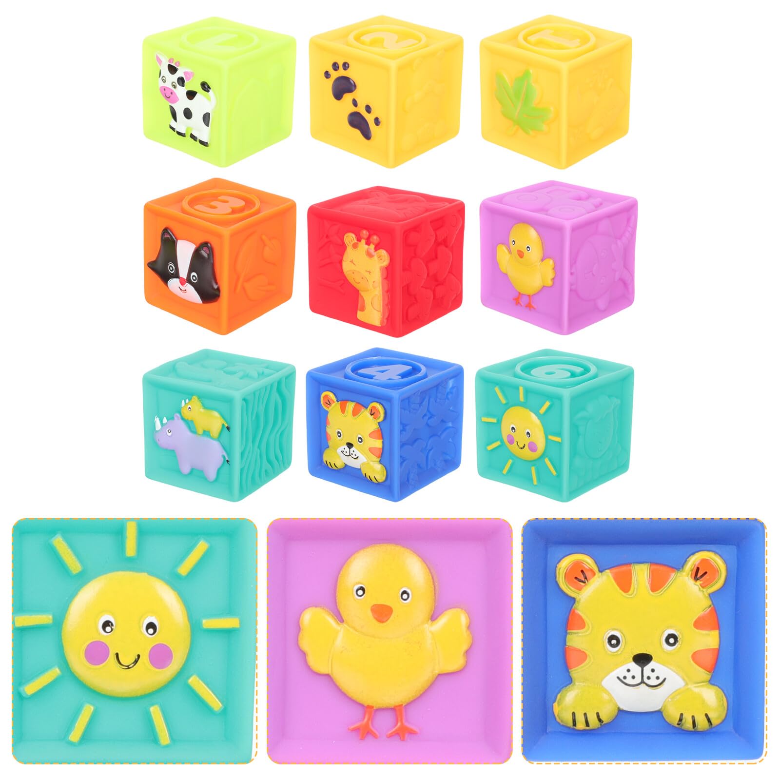 Blocs pour Bébé 9 Pièces en Pvc, Jouet D'éveil pour Garçon et Filles