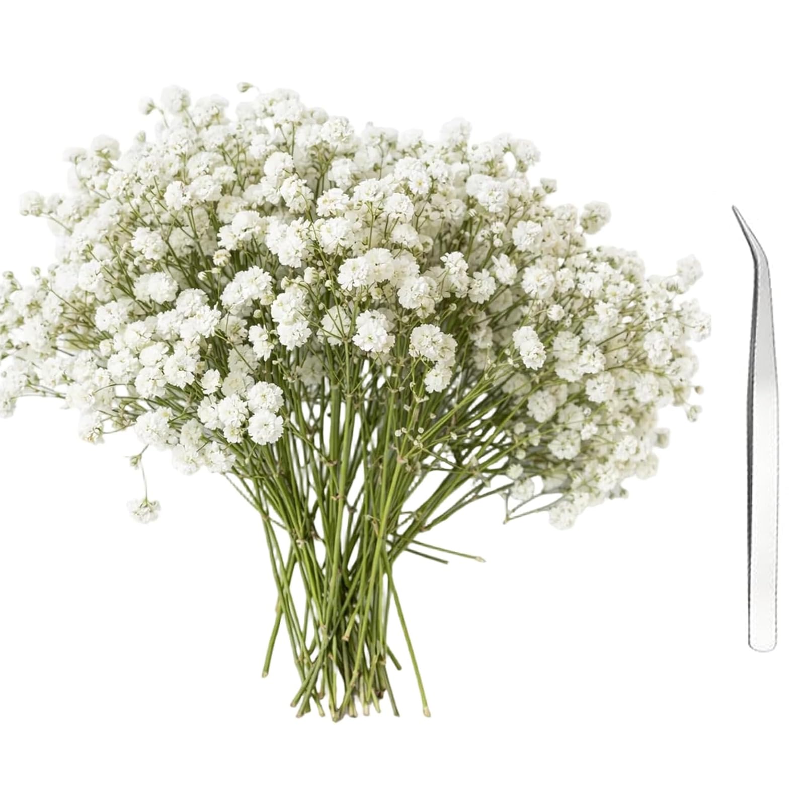 101 Pcs Gypsophila Flowers for Crafts Set, Tweezers and Dried Flowers for Crafts, DIY Resin Art Projects, Wedding Bouquets and Home Decor, Artificial Baby-Breath-Flowers, 6-13 cm