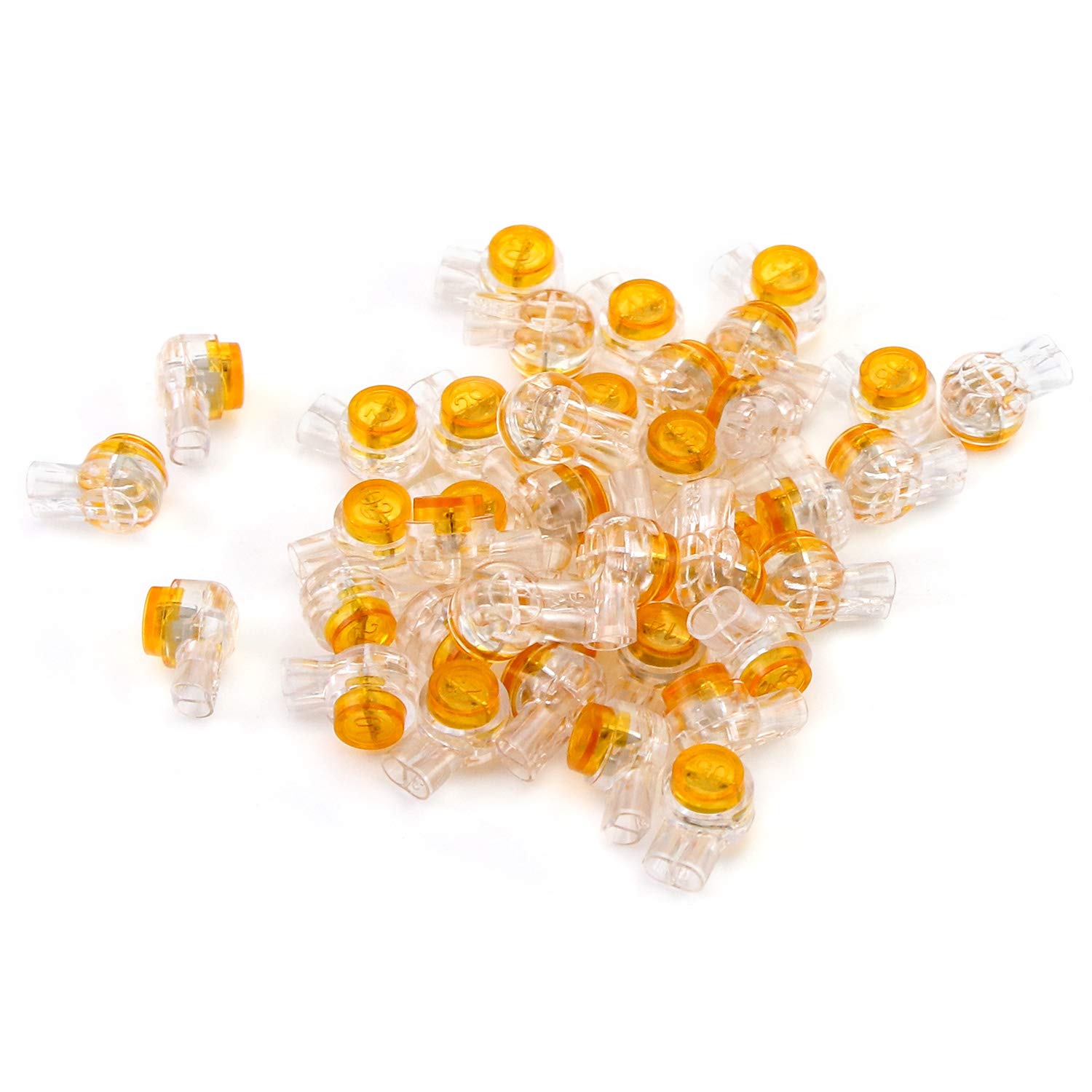 200 Pack UY Connectors K1, Waterproof Orange Clear Telephone Cable Connectors UY