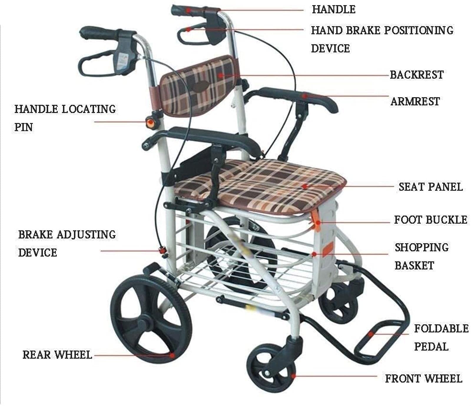 Chodzik Rollator Chodzik Roller Dla Osób Starszych - Aluminiowy Składany Chodzik, Regulowana Wysokość, Pomoc W Chodzeniu Dla Osób Starszych Tęsknisz Za Niezawod,