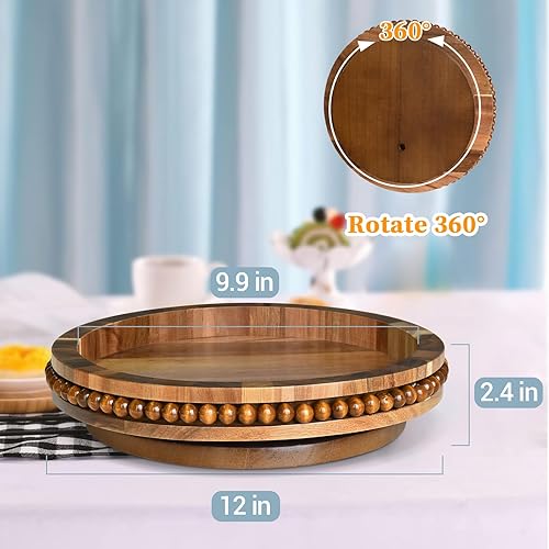 Miniatura 2 de Farmhouse Lazy Susan para encimera, organizador Lazy Susan para gabinete, organizador de mesa giratoria con cuentas, soporte giratorio de 360 grados