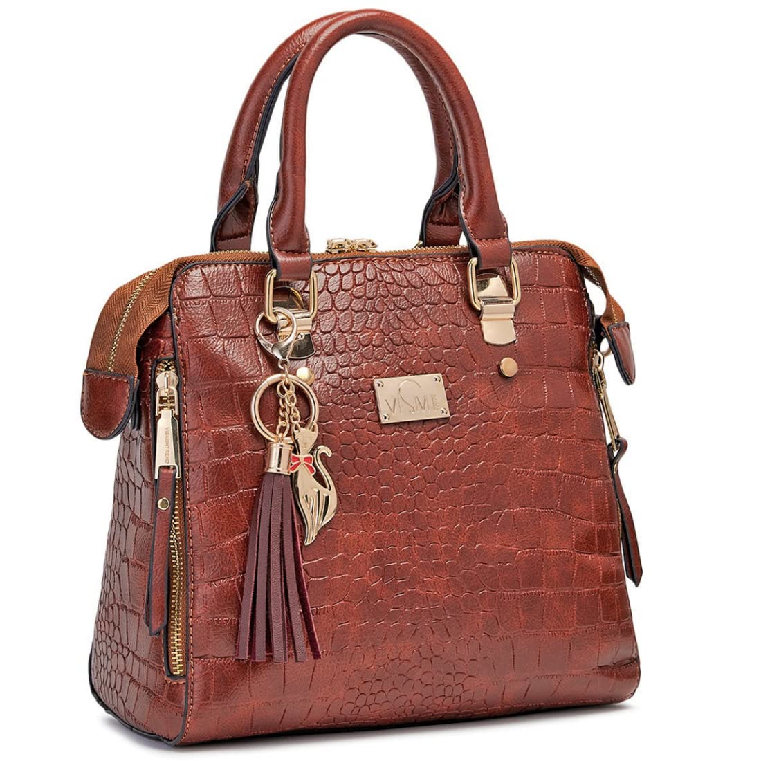 VISMIINTRENDWomen's Tote Shoulder Bag Handbag Purses Satchel Shoulder Bags Handle Bag Leather Tassel Green Brown