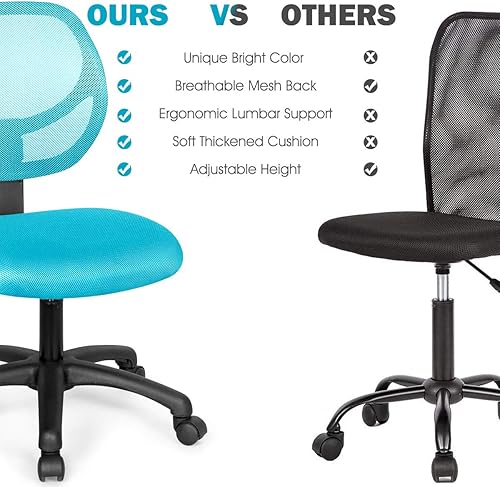 Miniatura 7 de COSTWAY Silla de escritorio para niños, silla de estudio para niños con respaldo bajo con asiento ajustable en altura y soporte lumbar, bonita silla