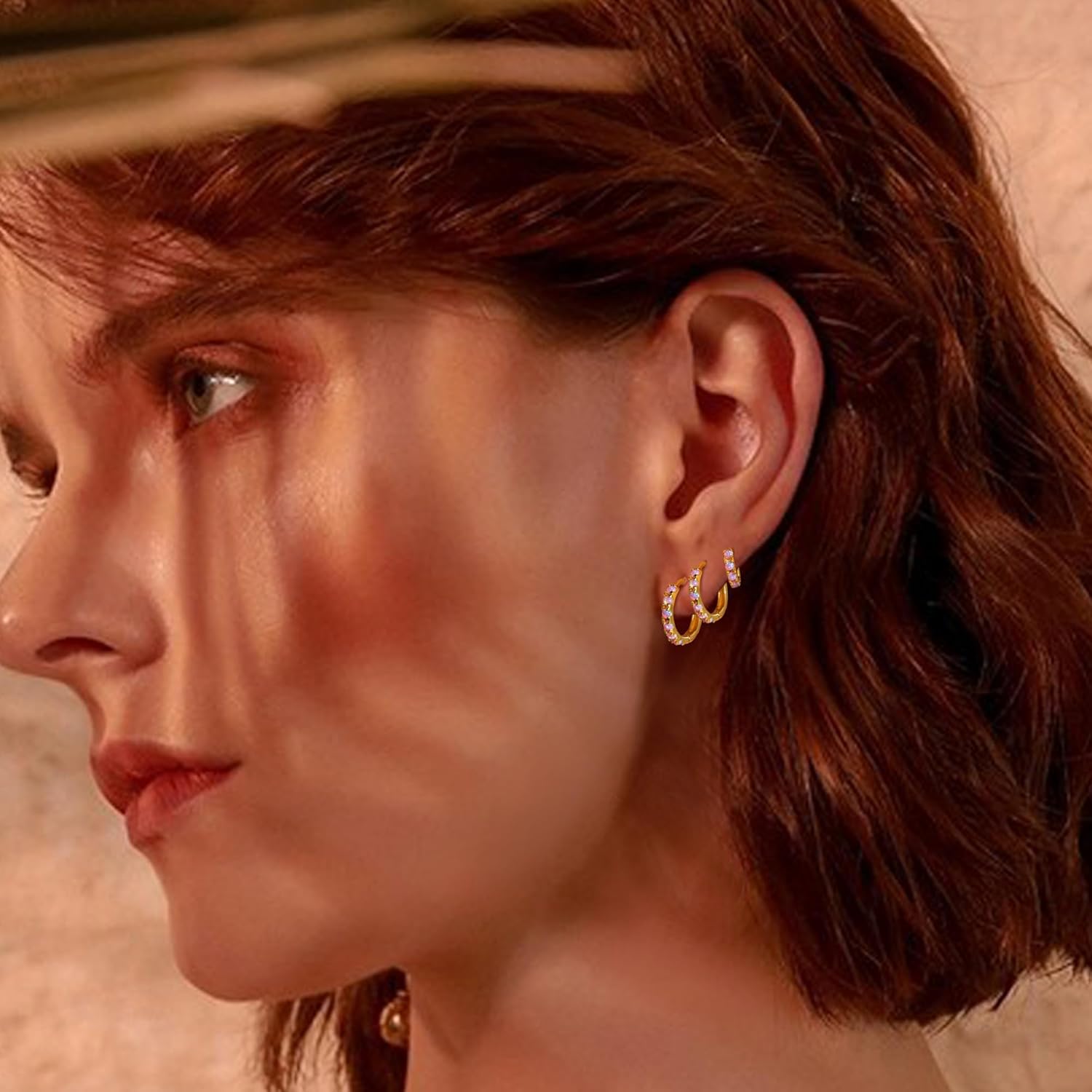 Tiny Mini Opal Huggie Hoop Earrings Upper Ear Cartilage Helix 18k Gold Plated Silver Minimalist Simple Small 10mm 8mm 6mm Hoop Earrings - Image 4