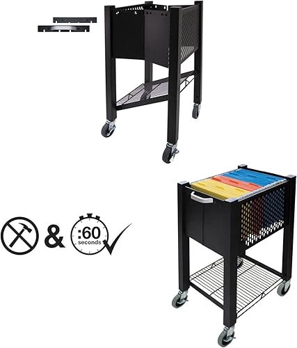 Miniatura 2 de Products InstaCart Sidekick - Carro de archivos, 15.5 x 13.75 x 26.25 pulgadas, negro (VF53002)