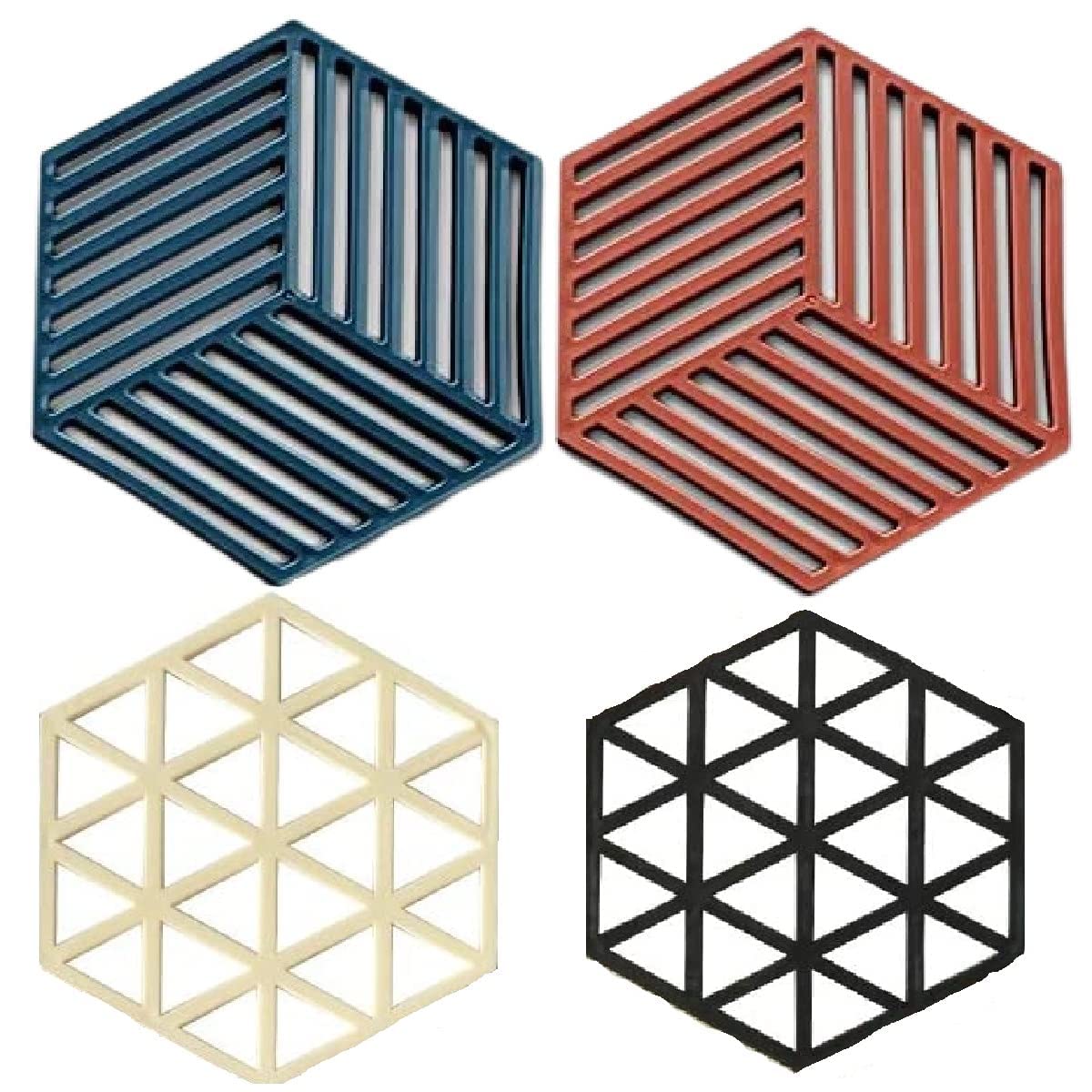 SHFTI Trivet Mats, Silicone Table Mats Heat Resistant Hot Pans Non-Slip Pot Holders Placemat for Bowl Dishes Kitchen Cooking Dining - Triangle & Line Mix (Pack of 4) (B0BZVN2WJX) Amazon Price History, Amazon Price Tracker