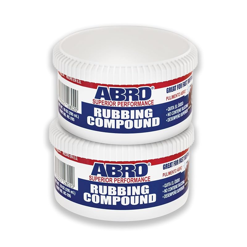 ABRO Composto para Polimento Automotivo com Óxido de Alumínio, Grão Fino, para Pintura, Metal, Vidro e Plástico, 2 frascos de 283 g