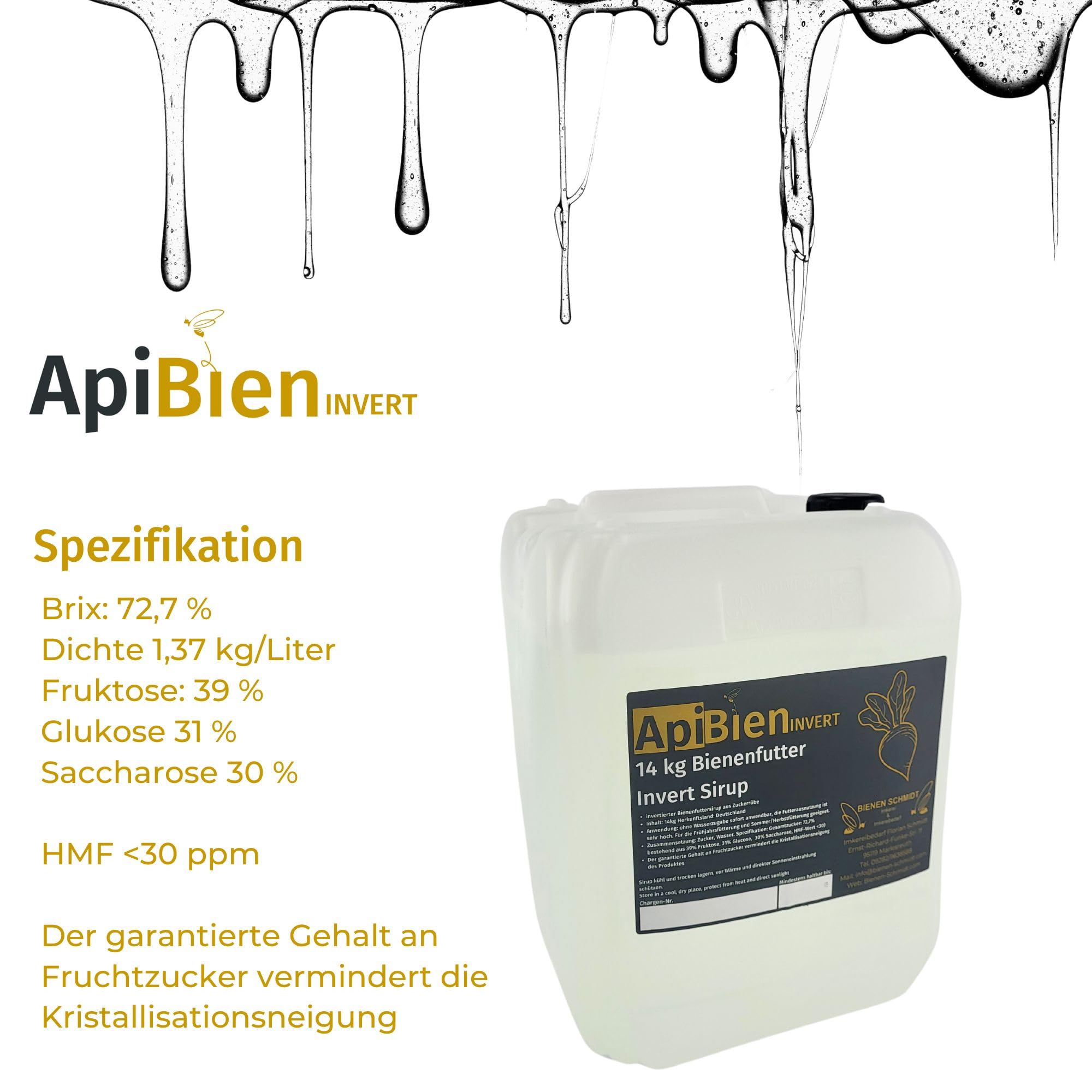2X APIBIEN Invert 14kg im Kanister Bienenfutter Bienenfuttersirup Rübenzucker Imker