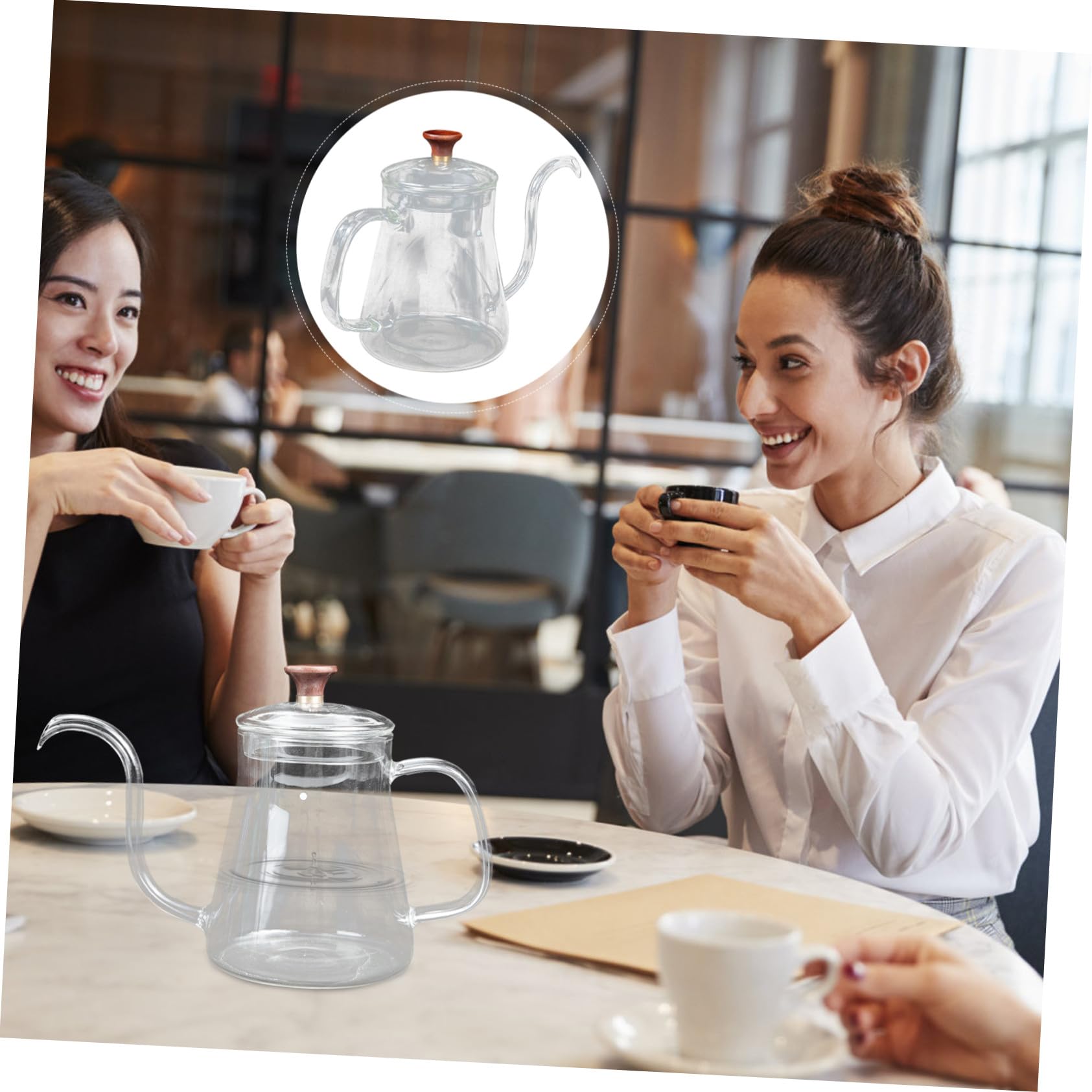 ULTECHNOVO Caffettiera Da Ufficio in Vetro Trasparente 350ml Beccuccio Lungo a Goccia, Bollitore Manuale Impugnatura Ergonomica Per Infusione Caffè e Tè, Per Casa e Lavoro