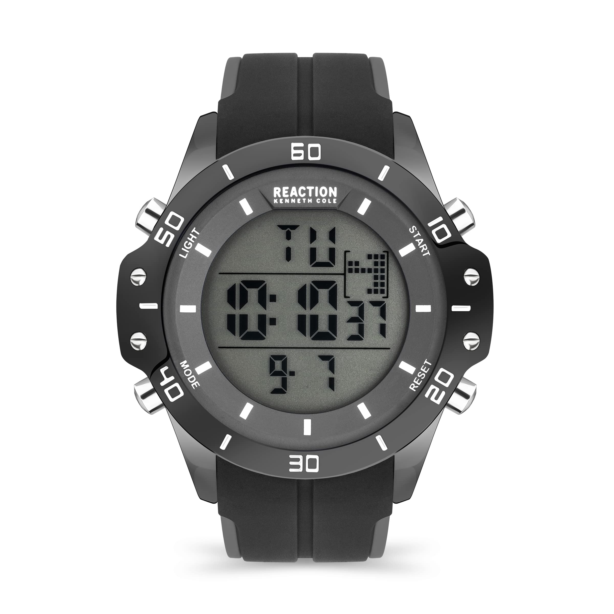 Kenneth Cole Reaction Silicone Digital Mens Watch-Krwgp2194201 (Grey Dial Black Colored Strap) (B09KYFS9VX) Amazon Price History, Amazon Price Tracker